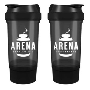 Arena Supplements Shaker Schwarz mit Fach