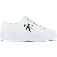 Calvin Klein Vulc Platform Essential Mono Schuhe - Damen Plateau Sneakers aus Canvas Weiß YW0YW01030-YBR