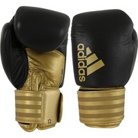 Adidas Boxhandschuhe Hybrid 200: - Der Boxhandschuh Hybrid 200 von Adidas ist aus echtem Büffelleder gefertigt. Das macht den Glove besonders robust – auch beim hochfrequenten Einsatz. Die 2-teilige Schaumpolsterung dämpft zudem die wirkenden Kräfte auf die Handknöchel effektiv ab und kann so Verletzungen vorbeugen. Dank des breiten Klettverschlusses können Sie die Trainingshandschuhe schnell an- und wieder ausziehen. Außerdem ist Ihr Handgelenk so stets vor den Folgen unsauber ausgeführter Schläge geschützt.